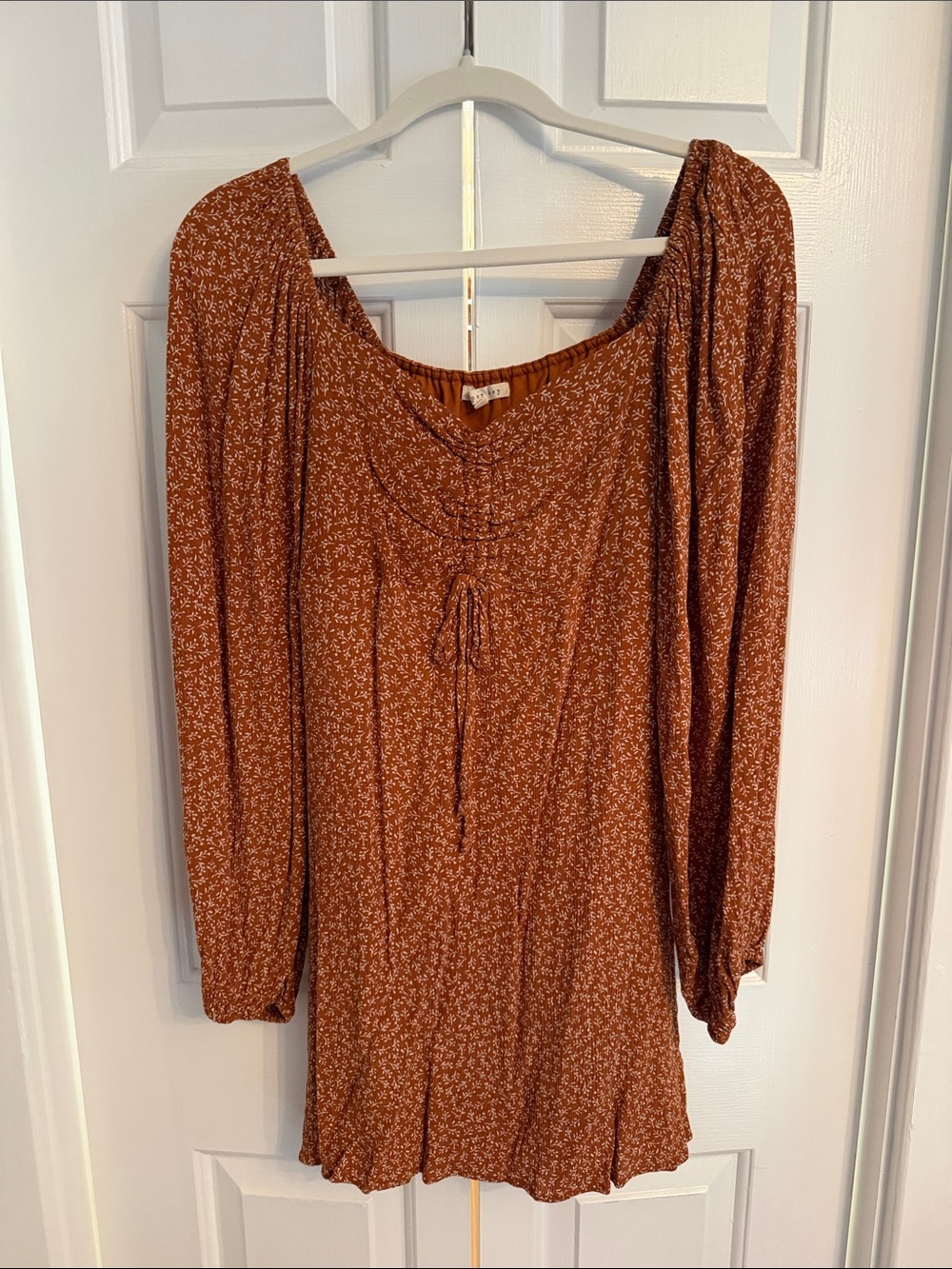 Copper Key Rust Floral Tie-Front Mini Dress